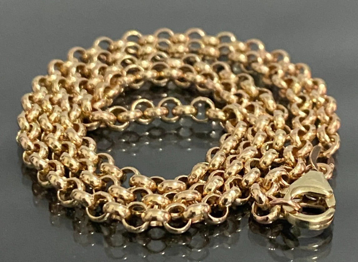 9K Yellow Gold Belcher Link Chain Necklace 45m Long
