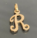 9K Yellow Gold Initial " R " Pendant / Charm - 23mm High