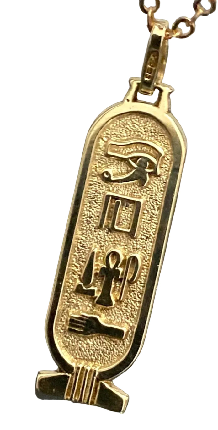 9K Yellow Gold Egyptian cartouche-style pendant 35mm High