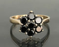9K Yellow Gold 0.80CT Black Diamond Cluster Ring Size L (US 5.75)