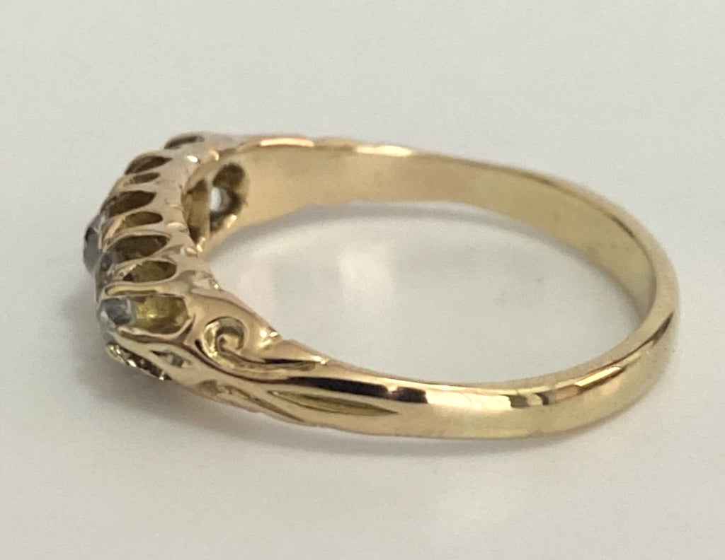 Antique 18K Yellow Gold W/ 0.50CT Diamond Five Stone Ring Size O (US 7.25)