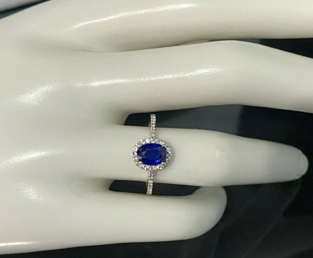 9K White Gold W/ Kyanite & White Zircon Engagement Ring Size N - 6 1/2