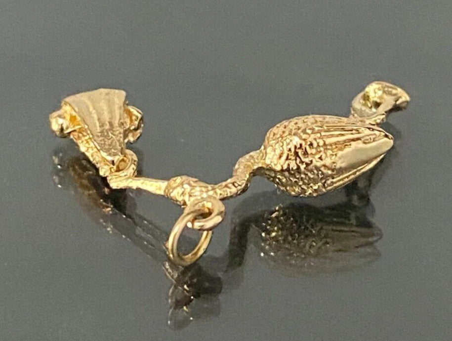 9K Yellow Gold Stork & Baby Charm Pendant 23.0mm high