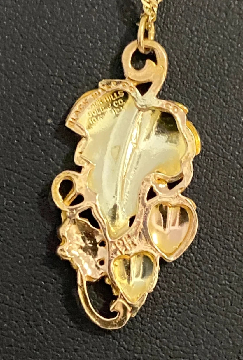12K Tri-Color Gold With Leaf & Grape Foliate pendant
