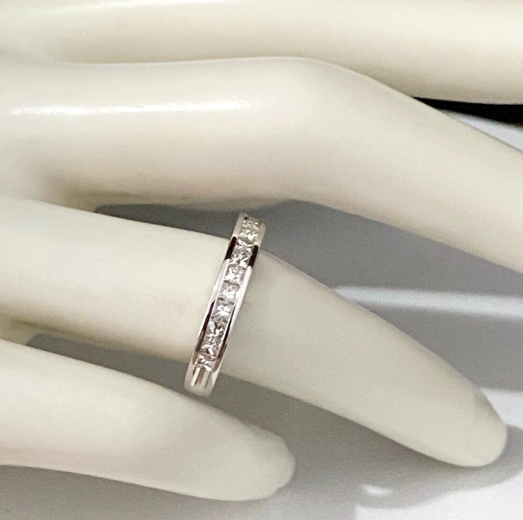 14K White Gold & 0.50CT Diamond Eternity Channel Set Ring Size L 1/2 - 5 7/8