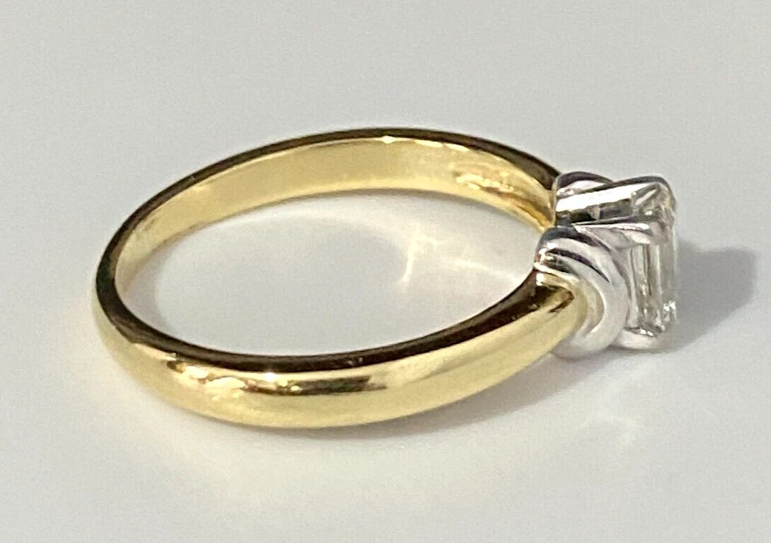 18K Yellow Gold & 0.50CT Emerald Diamond Engagement Ring Size L 1/2 - 5 7/8