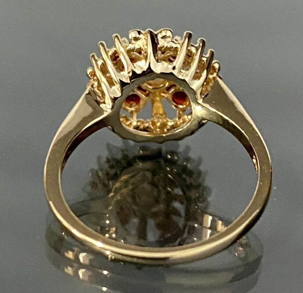 9K Yellow Gold W/ Opal & Garnet Ring Size M - 6