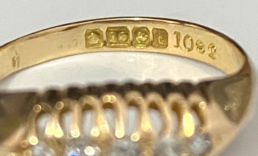 Antique 18K Yellow Gold & Old Cut Diamond Ring C1918 Size O - 7