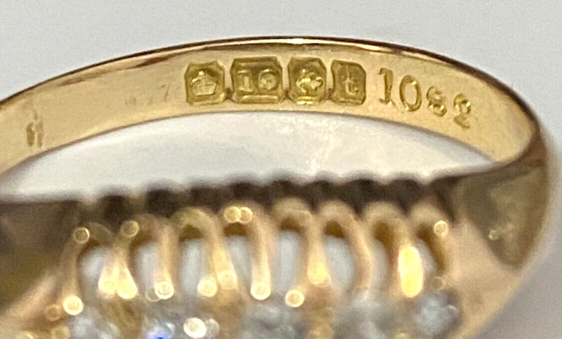 Antique 18K Yellow Gold & Old Cut Diamond Ring C1918 Size O - 7