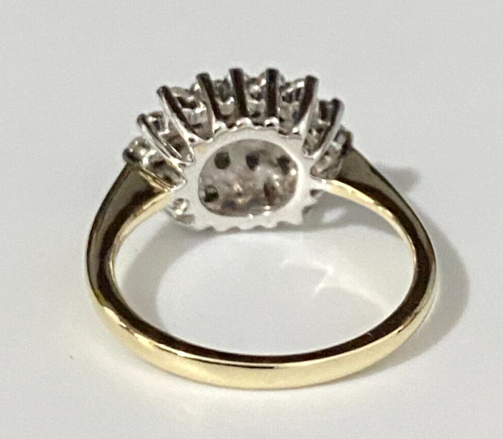 9K Yellow Gold & 0.50CT Diamond Cluster Ring Size K - 5 1/8