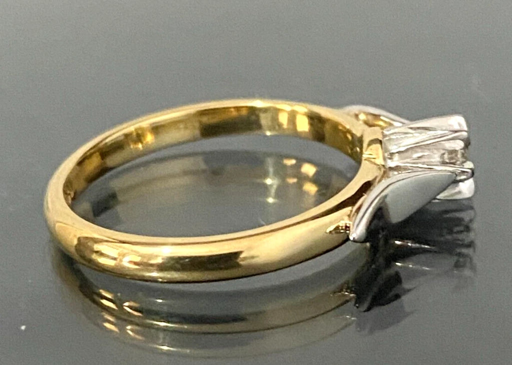 18K Yellow Gold & Diamond Solitaire Ring Size M - 6