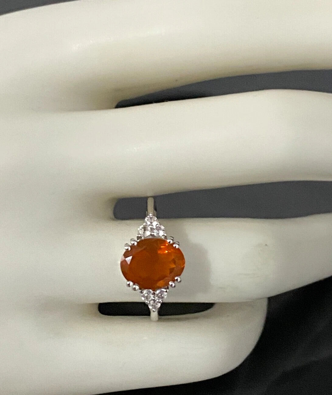9K Yellow Gold W/ 1.93CT American Fire Opal Ring Size N 1/2 - 6 3/4