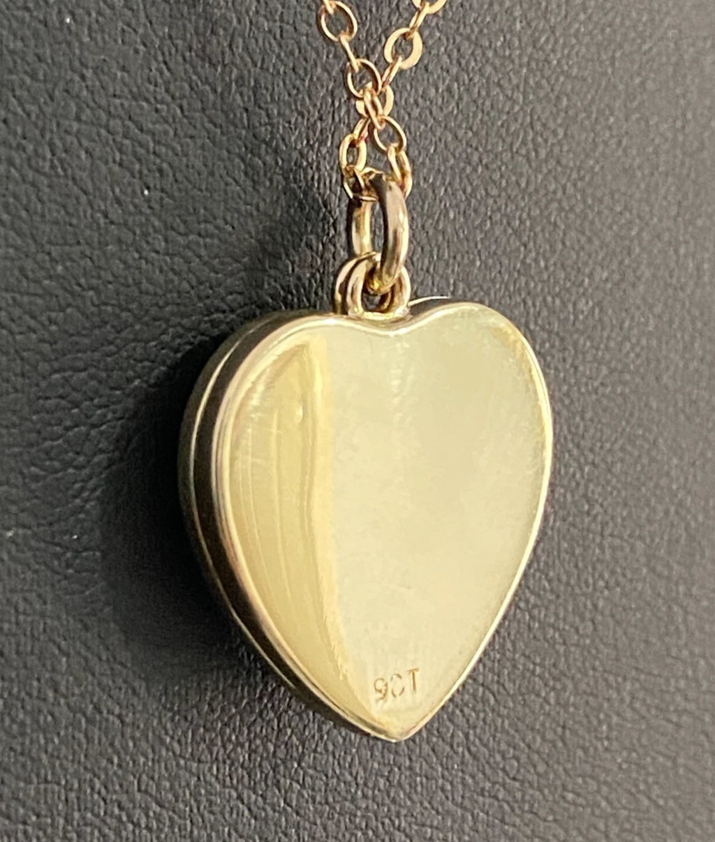 Antique 9K Yellow Gold Eastern Star Heart Locket Pendant