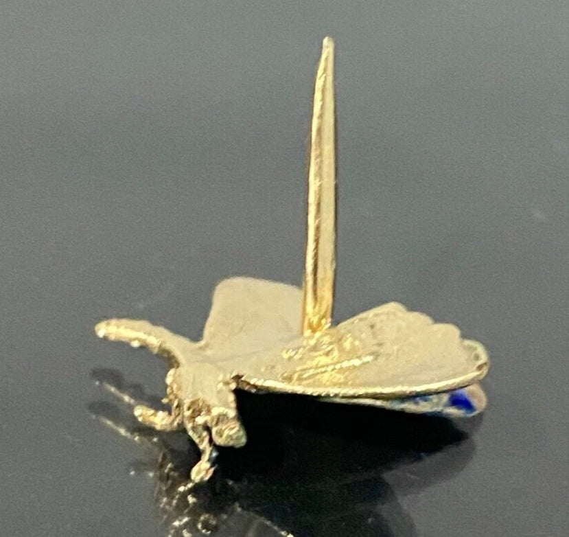 9K Yellow Gold & Enamel Butterfly Tie Pin