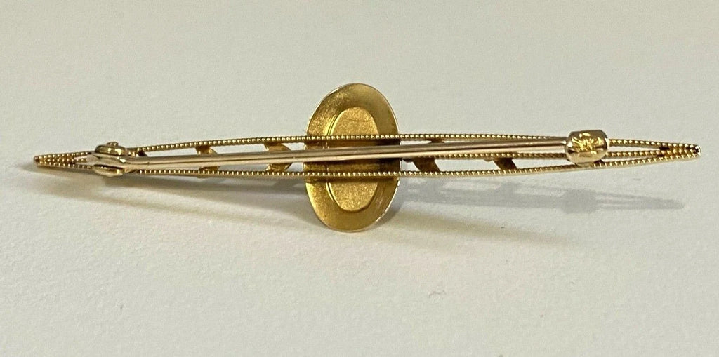 10K Yellow Gold Foiled-Back Gemstone Leaves Decoration Brooch 63mm Long