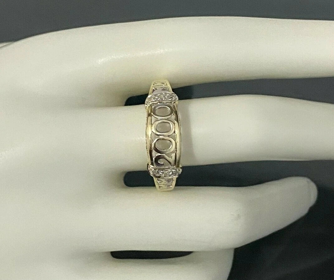 9K Yellow Gold & Diamond "2000" MILLENIUM Ring Size X - 11 5/8