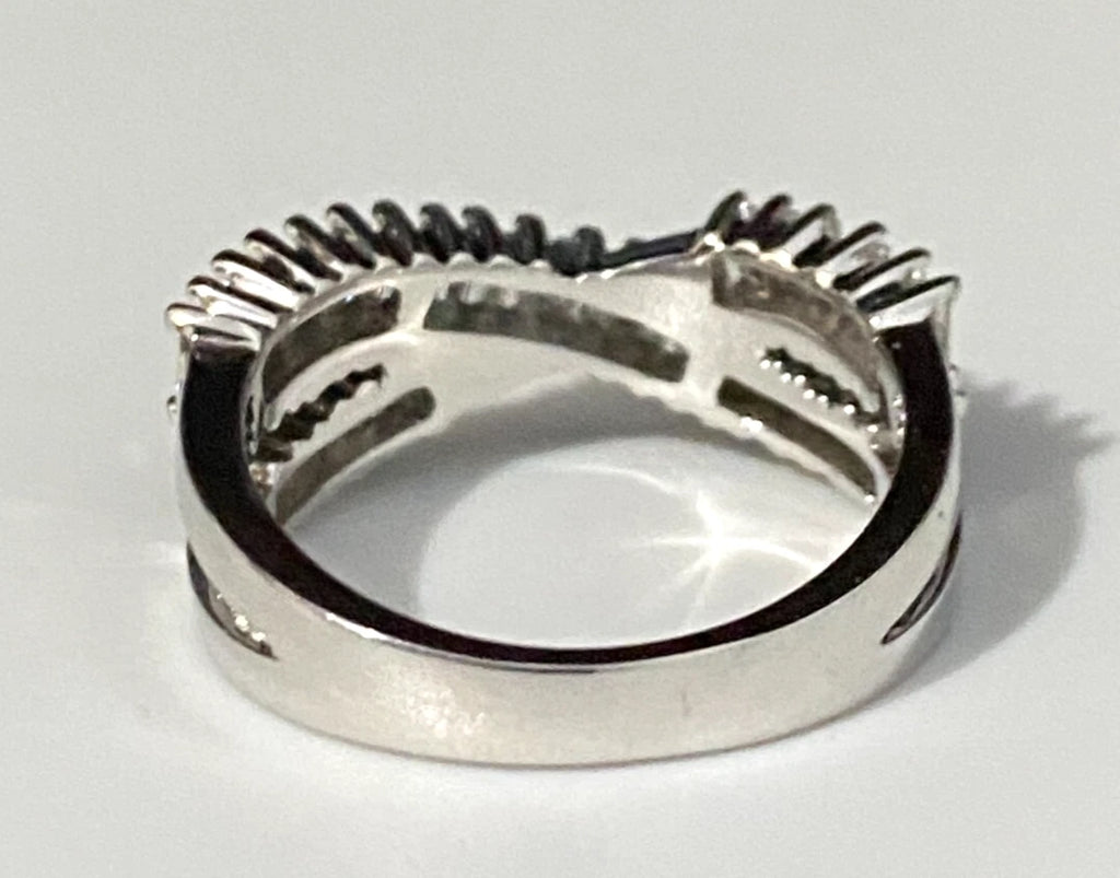 9K White Gold & 0.90CT Diamond Crossover Ring Size L - 5 3/4