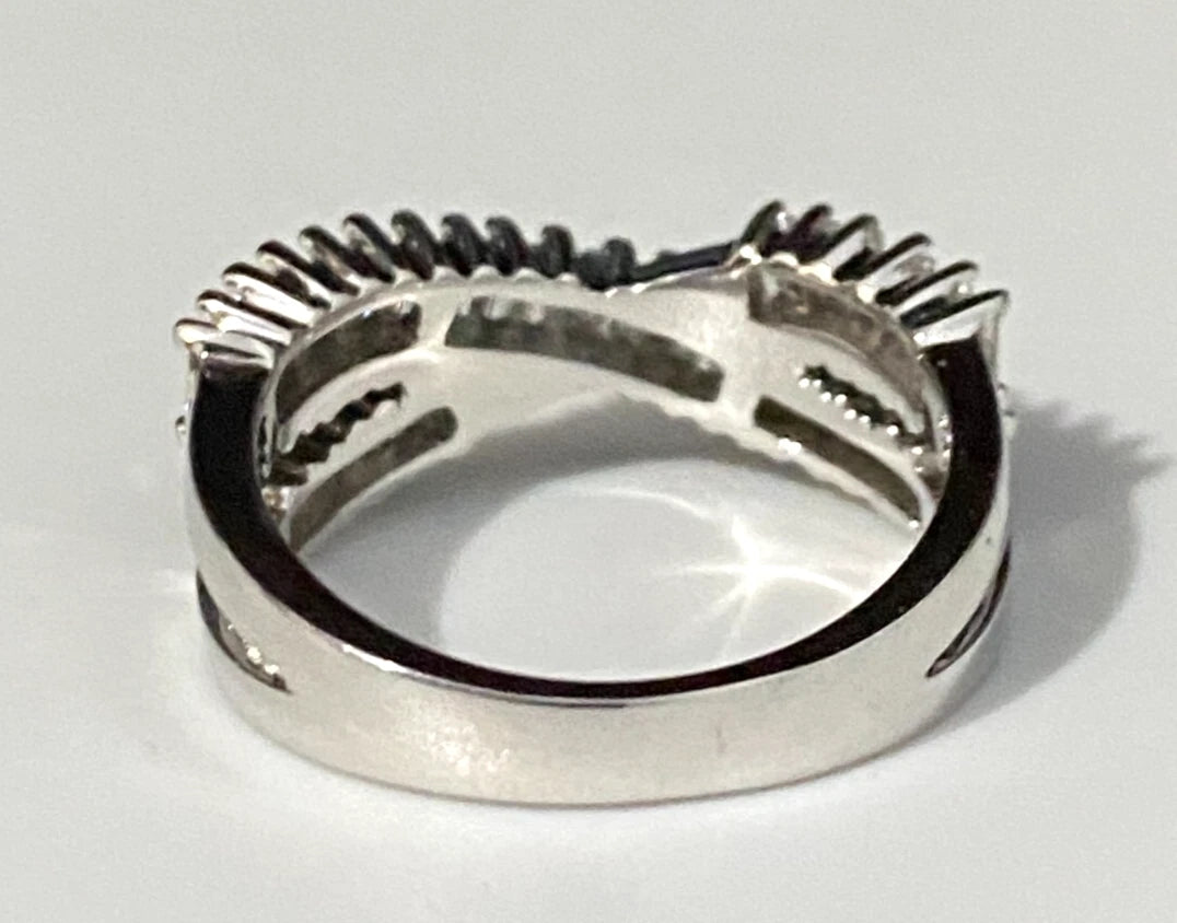 9K White Gold & 0.90CT Diamond Crossover Ring Size L - 5 3/4