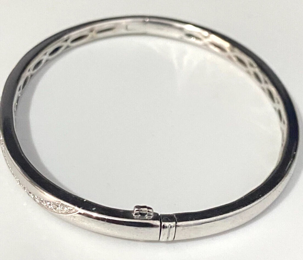 18K White Gold & 0.70CT Diamond Hinged Bangle Bracelet