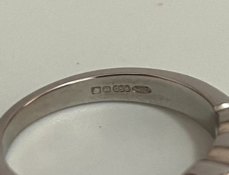 950 Palladium & 0.60CT Diamond 3 Stone Bezel Set Ring - Size I (US 4.5)