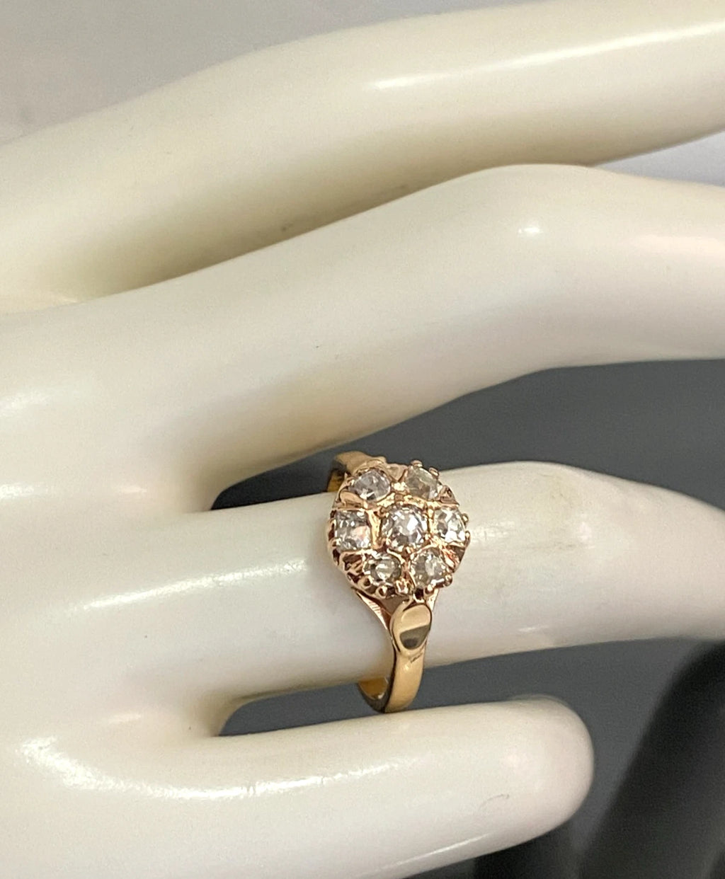 Antique 18K Yellow Gold & 0.70CT Old Mine Diamond Cluster Ring Size M (US 6.25)