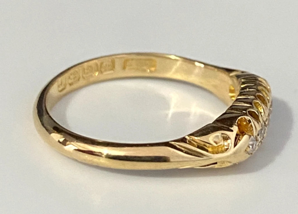 Antique 18K Yellow Gold & Old Mine Diamond Ring C1916 Size M - 6 1/4