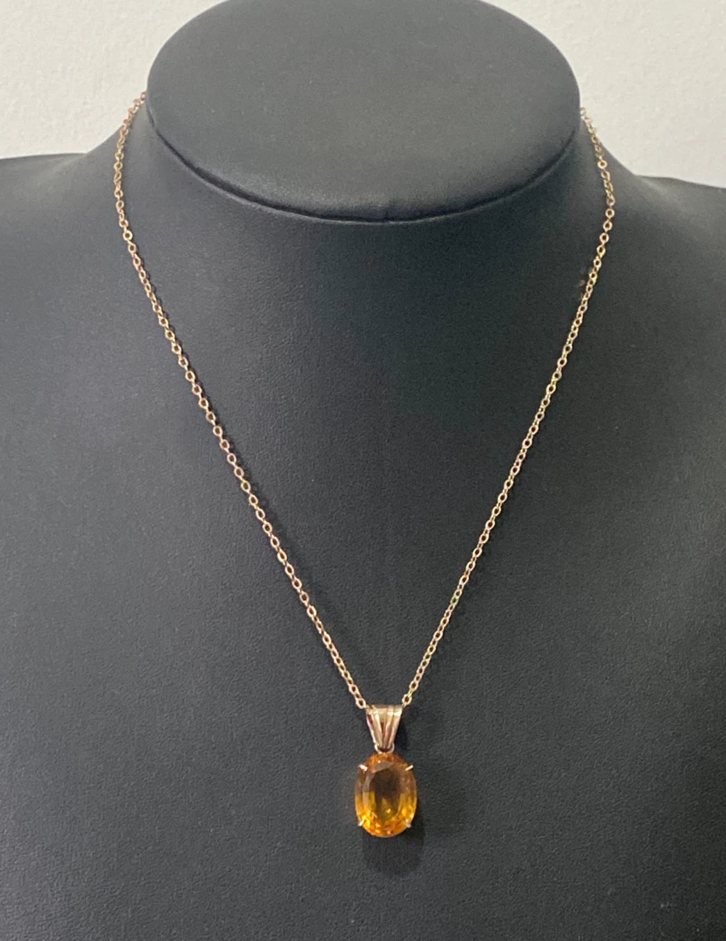 A Mid Century 14K Rose Gold Orange Stone Pendant 24mm | Vintage Estate Jewellery