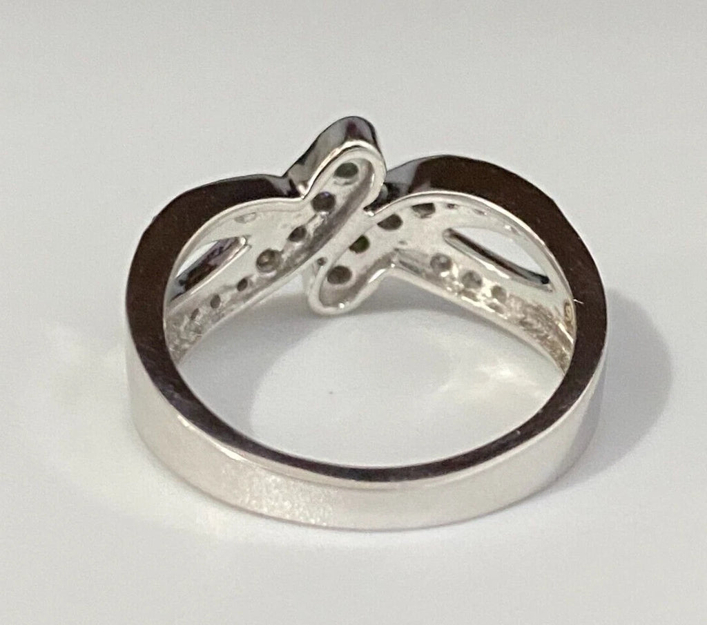 9K White Gold & 0.42CT Diamond Crossover Ring Size N 1/2 - 6 3/4