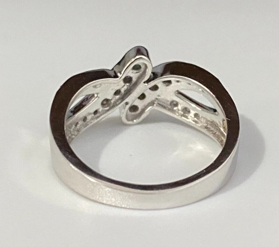 9K White Gold & 0.42CT Diamond Crossover Ring Size N 1/2 - 6 3/4