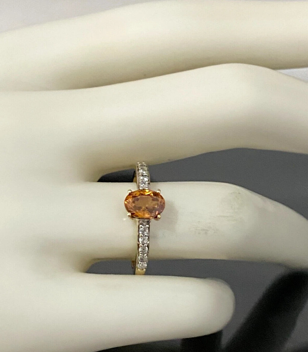 9K Yellow Gold & 1.47CT Natural Zircon Ring Size N 1/2 - 6 3/4