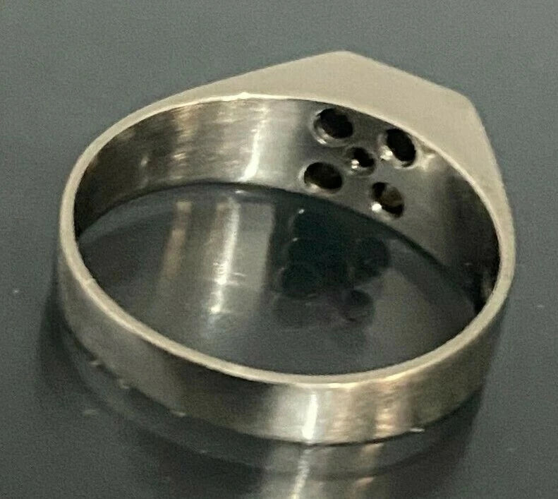 18K White Gold & Diamond Signet Gent's Ring Size M 1/2 - 6 1/4