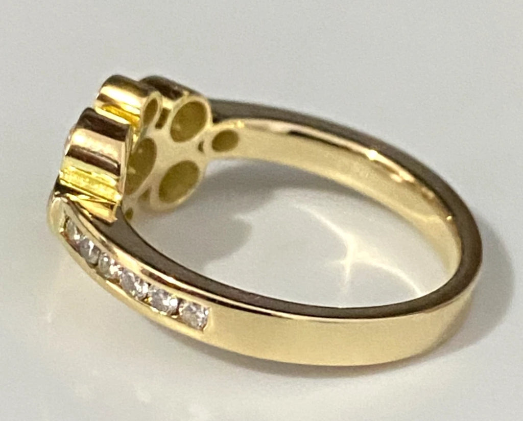 18K Yellow Gold & 0.90CT Diamond Bubble Ring Size N 1/2 - 7