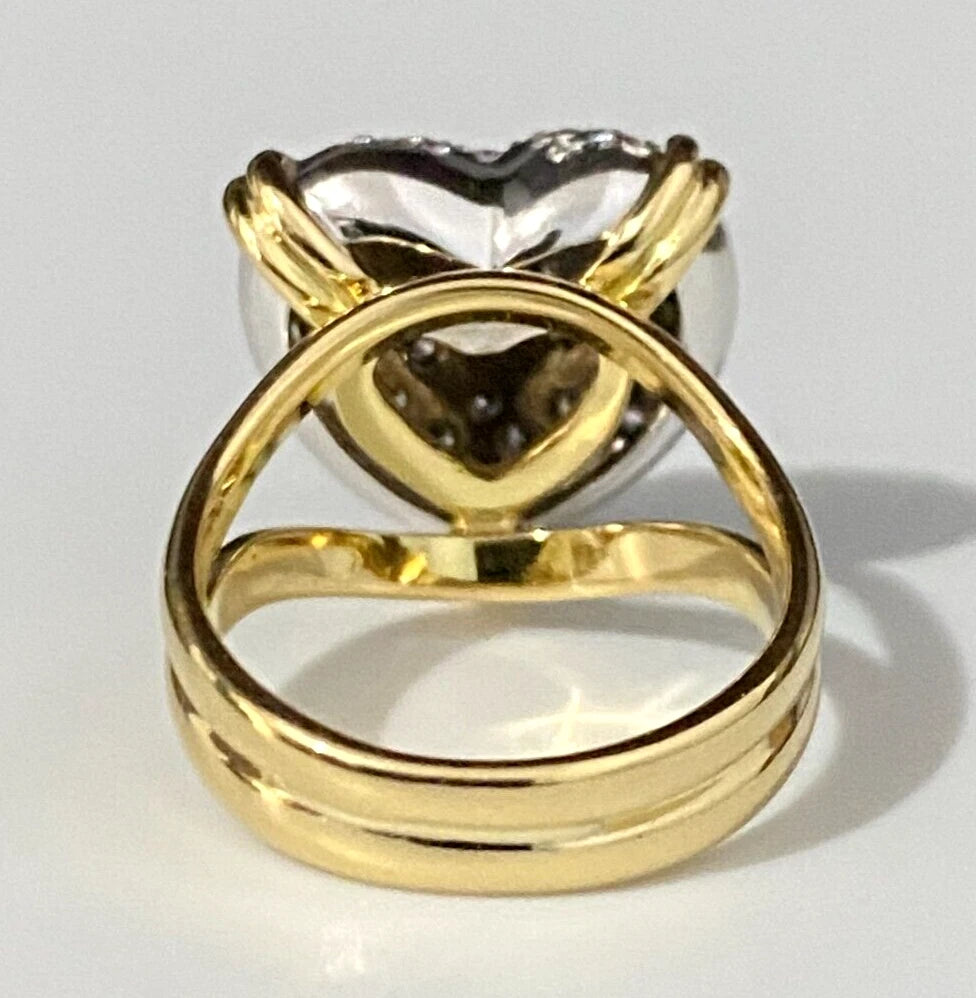 18K Yellow Gold & 0.75CT Diamond Heart Ring Size J 1/2 - 5