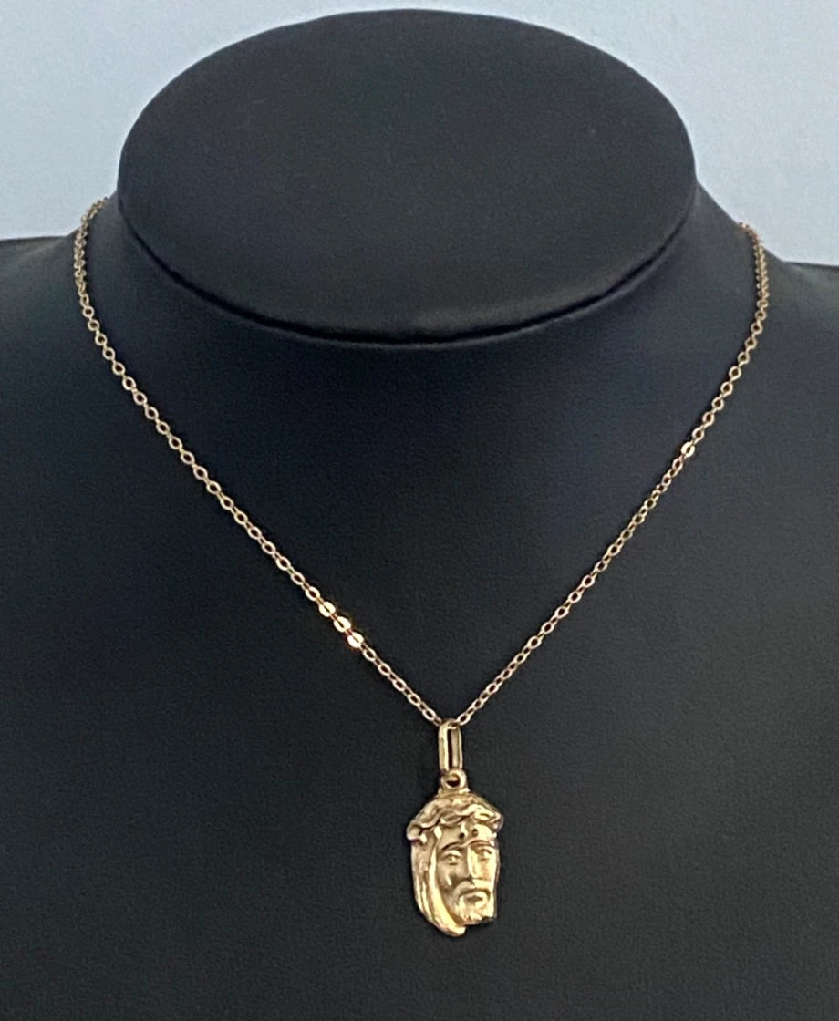 18K Yellow Gold Jesus face Charm/ Pendant