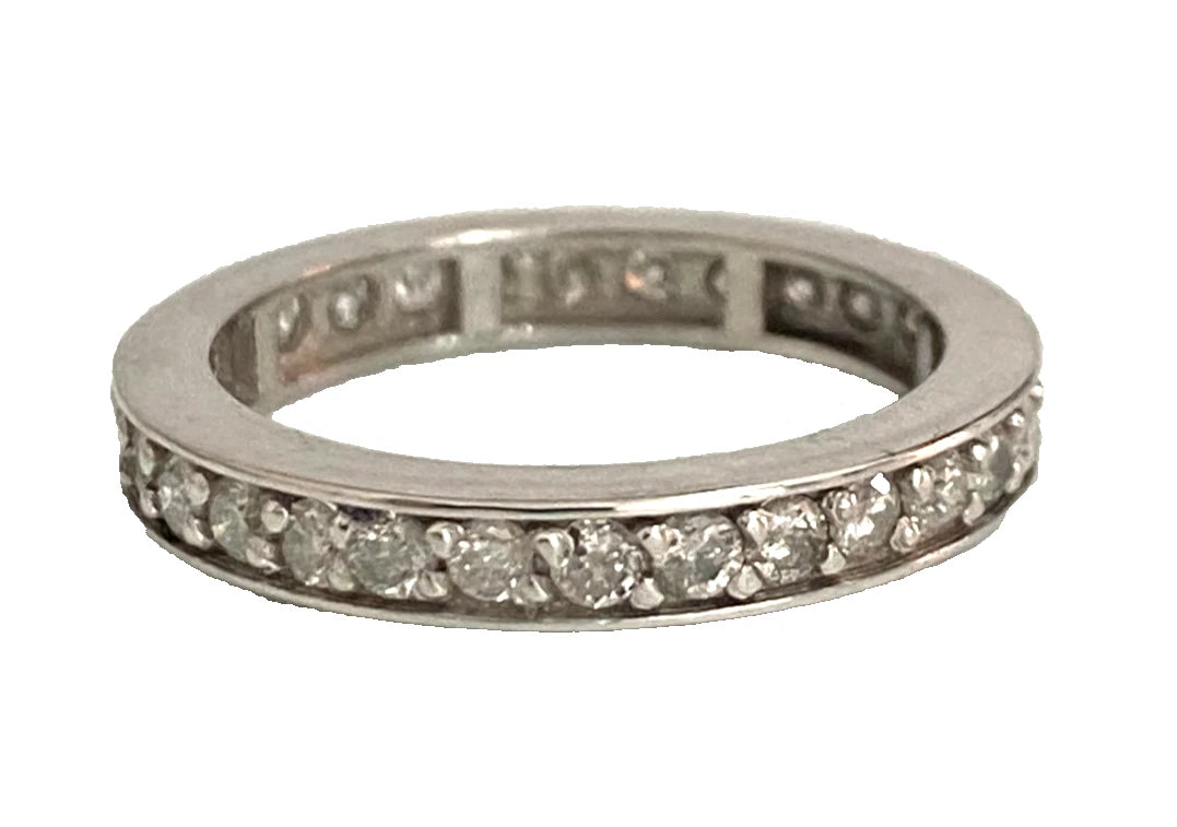 18K White Gold Diamond Full Eternity Wedding Band Ring - Size L (US 5.75)