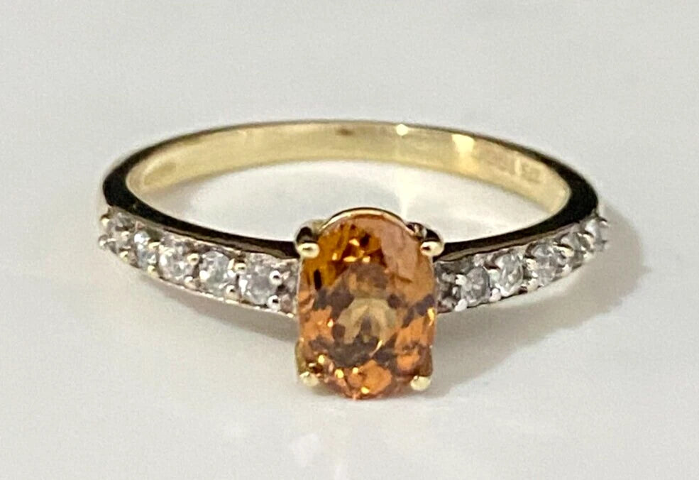 9K Yellow Gold & 1.47CT Natural Zircon Ring Size N 1/2 - 6 3/4