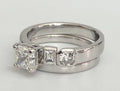 18K White Gold Modern Asymmetrical Diamond Bridal Ring Set - Size J 1/2 (US 5)