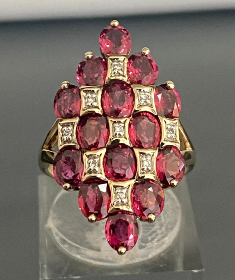 9ct Yellow Gold with 3.50CT Ruby & Diamond Statement Ring Size N (US 6.75)