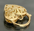 9CT yellow gold Heart-shaped Floral Filigree Padlock Pendant 5.92 grams