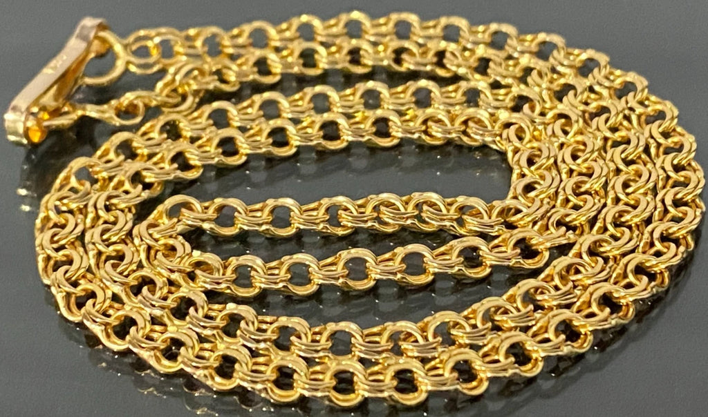 Vintage 12K Yellow Gold Chino Link Chain Necklace 46cm Long