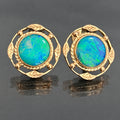 Pair of Art deco 9K Yellow Gold Opal Doublet Stus Earrings