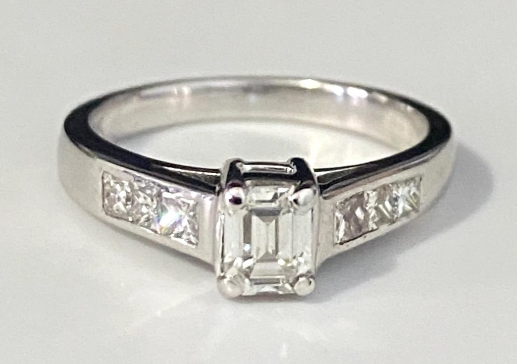 18K White Gold & 0.75CT Diamond Engagement Ring Size L - 5 3/4