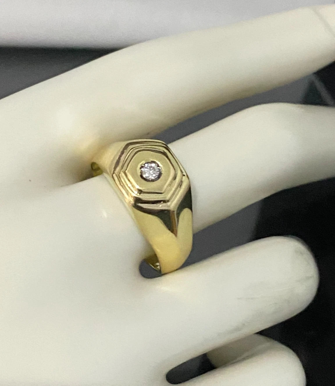 18K Yellow Gold & Diamond Men's Ring Size U - 10 1/2