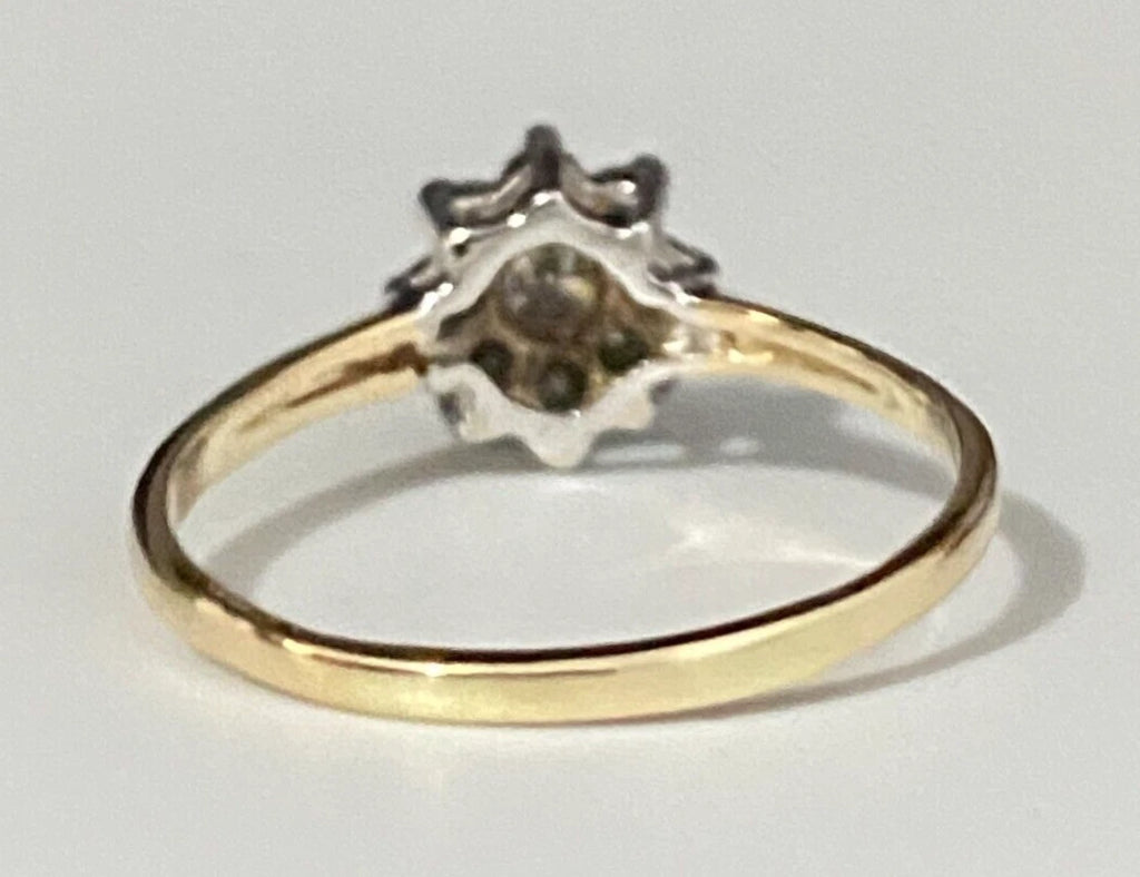 14K Yellow Gold & 0.45CT Diamond Cluster Ring Size Q - 8