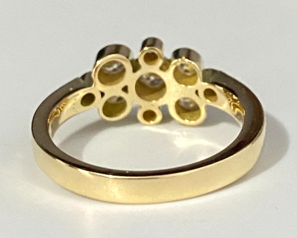 18K Yellow Gold & 0.90CT Diamond Bubble Ring Size N 1/2 - 7