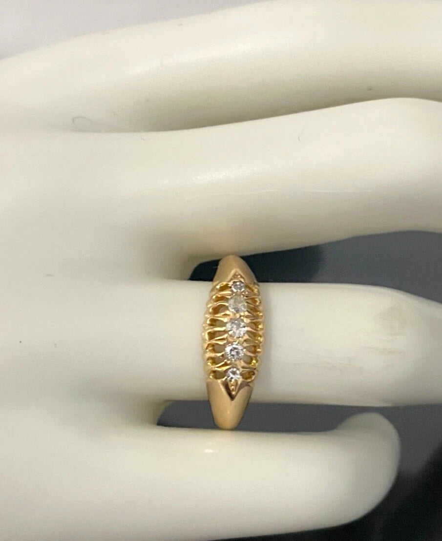 Antique 18K Yellow Gold & Old Cut Diamond Ring C1918 Size O - 7