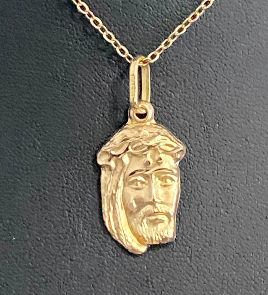 18K Yellow Gold Jesus face Charm/ Pendant