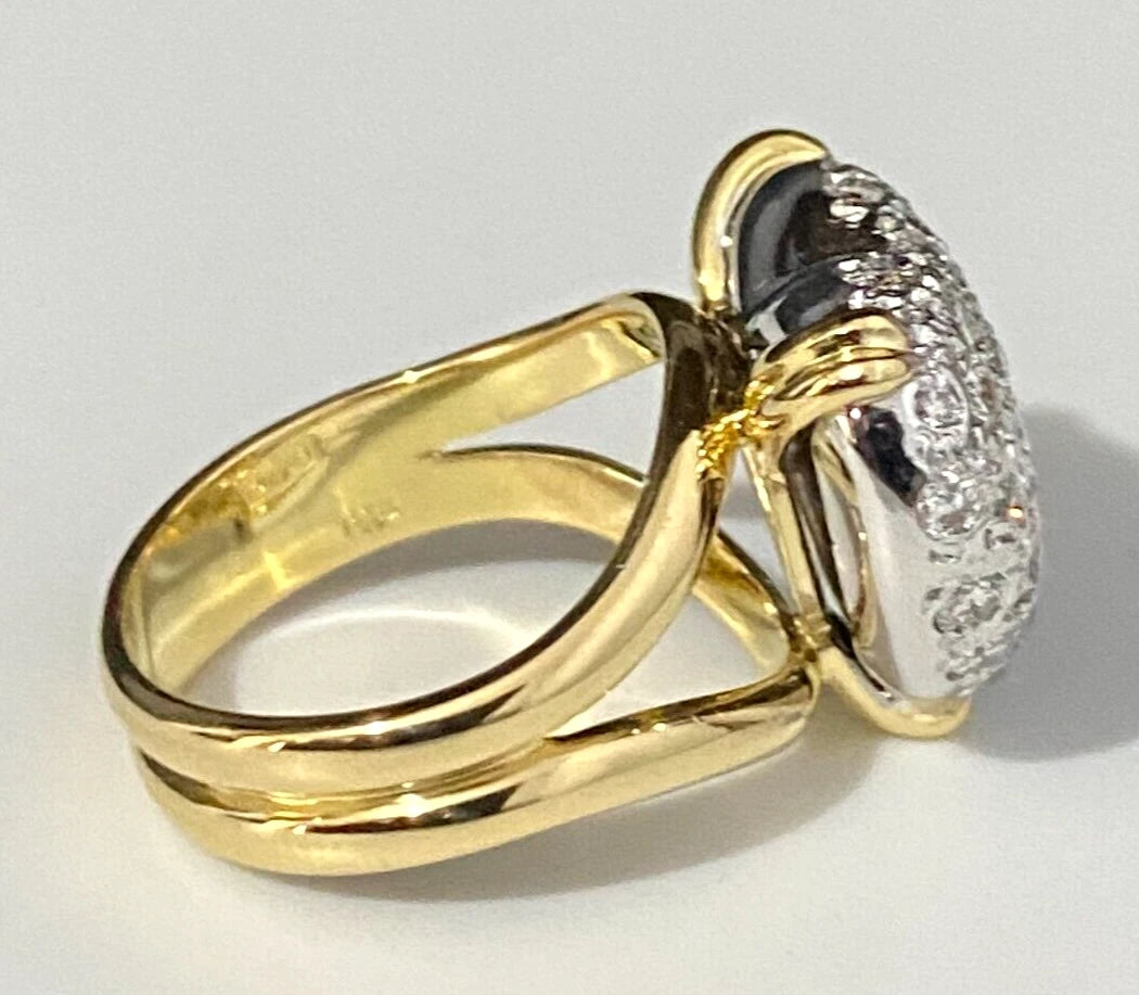 18K Yellow Gold & 0.75CT Diamond Heart Ring Size J 1/2 - 5