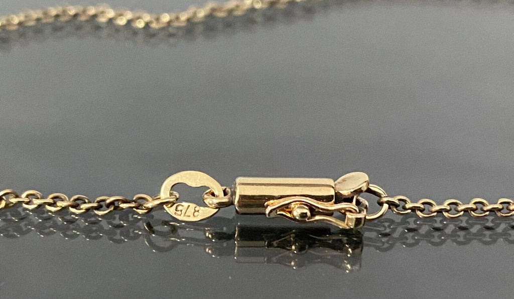 Edwardian 9K Yellow Gold W/ Peridot & Seed Pearl Drop Necklace 45cm Long