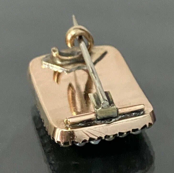 GEORGIAN 9K Gold W/ Pearl & Woven Hairwork Memorial Brooch